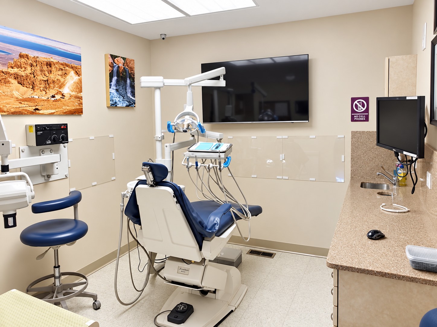 Dental chair and equipment in a treatment room